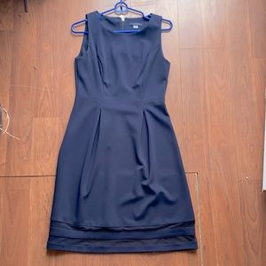 Navy blue Tommy hilfiger a line dress pleated size 4, wedding guest dress
